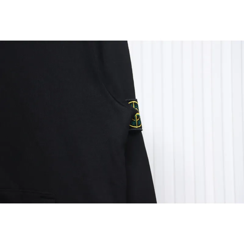 Top Quality Stone Island Classic Cuffed Pocket Hoodie Black 