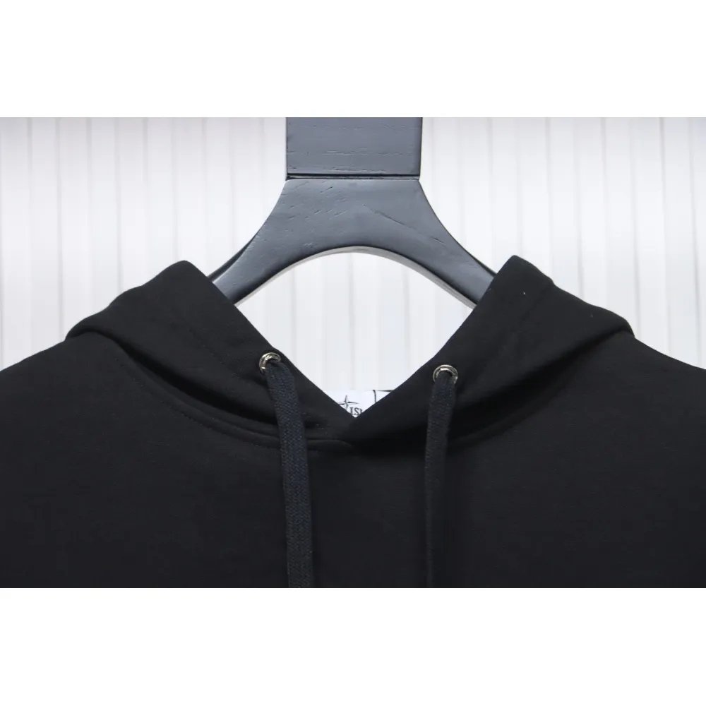 Top Quality Stone Island Classic Cuffed Pocket Hoodie Black 