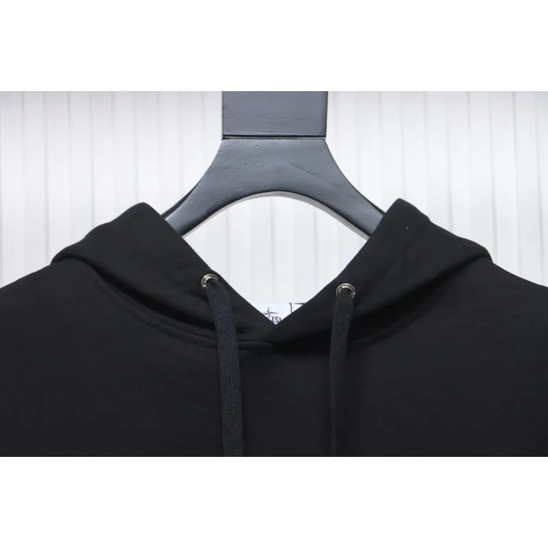 Top Quality Stone Island Classic Cuffed Pocket Hoodie Black 