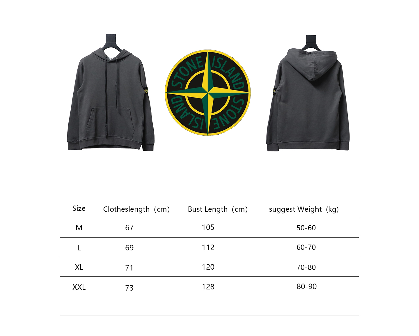     Stone Island Classic Cuffed Pocket Hoodie Grey 