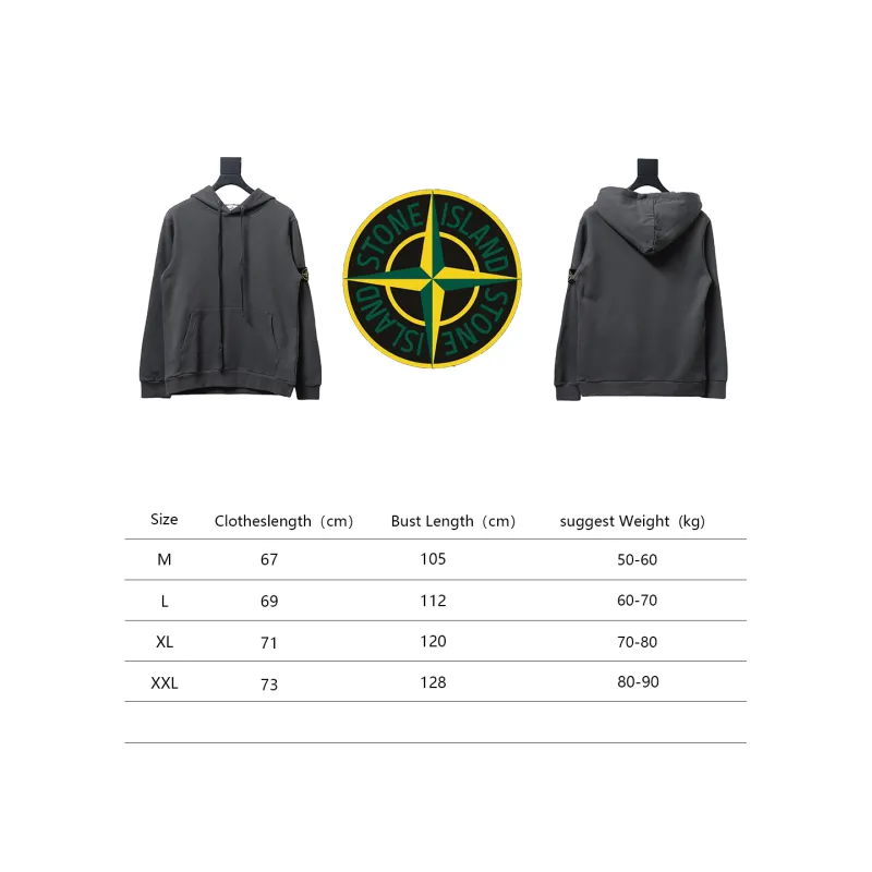 Top Quality Stone Island Classic Cuffed Pocket Hoodie Grey 