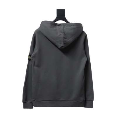 Top Quality Stone Island Classic Cuffed Pocket Hoodie Grey  02