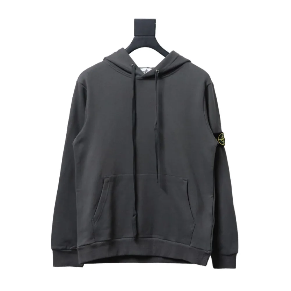 Top Quality Stone Island Classic Cuffed Pocket Hoodie Grey 