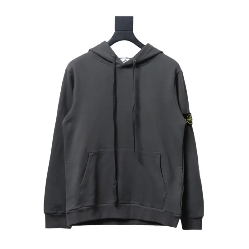Top Quality Stone Island Classic Cuffed Pocket Hoodie Grey 