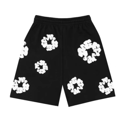 Top Quality Denim Tears The Cotton Wreath Shorts Black   02