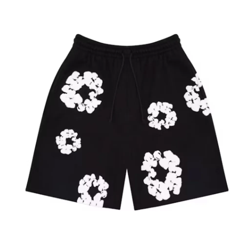 Top Quality Denim Tears The Cotton Wreath Shorts Black  