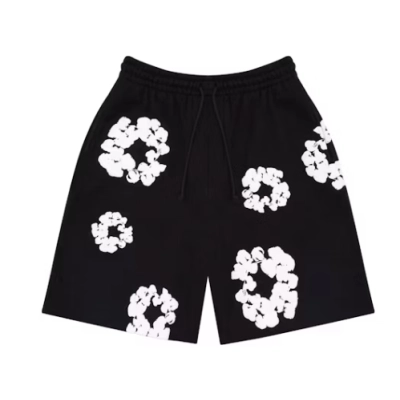Top Quality Denim Tears The Cotton Wreath Shorts Black   01