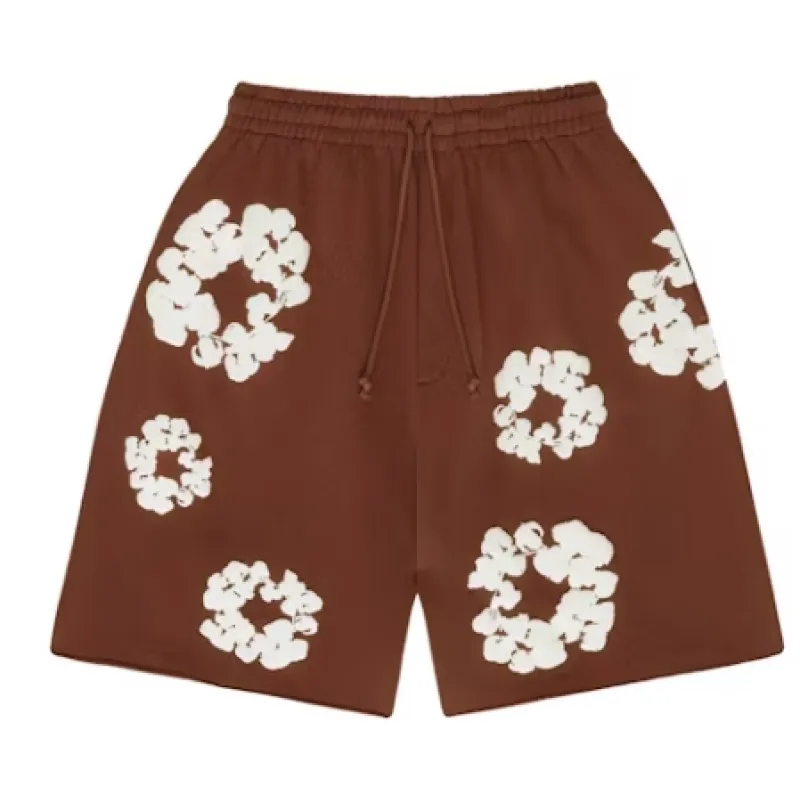 Top Quality Denim Tears The Cotton Wreath Shorts Brown  