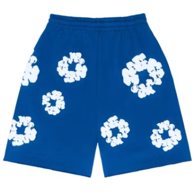 Top Quality Denim Tears The Cotton Wreath Shorts Royal Blue   01