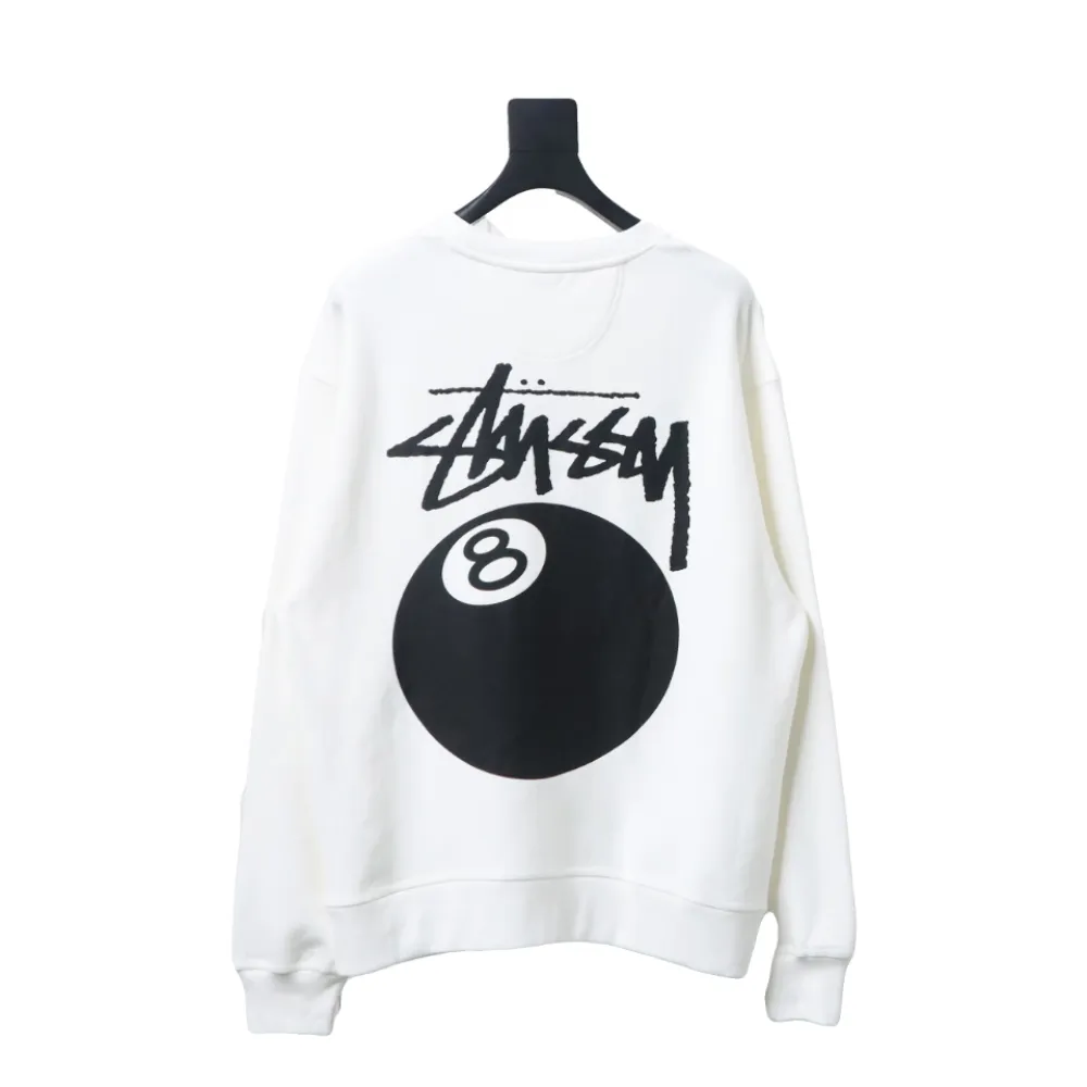 Top Quality Stussy 24FW Black 8 Crew Sweatshirt