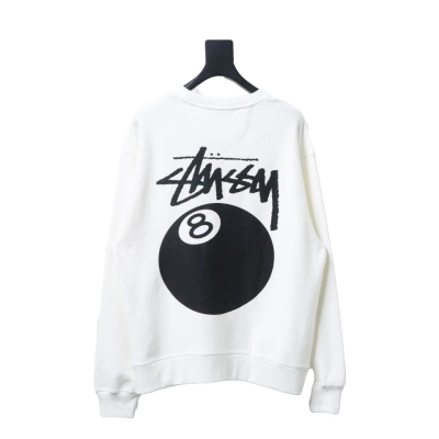 Top Quality Stussy 24FW Black 8 Crew Sweatshirt 01