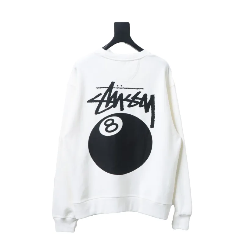 Top Quality Stussy 24FW Black 8 Crew Sweatshirt