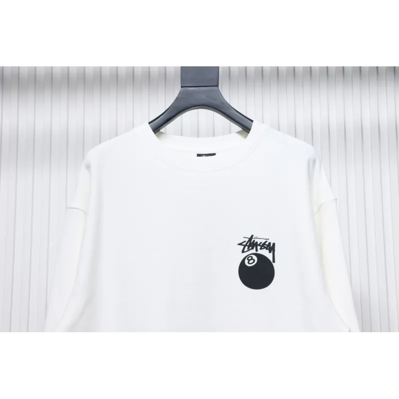 Top Quality Stussy 24FW Black 8 Crew Sweatshirt