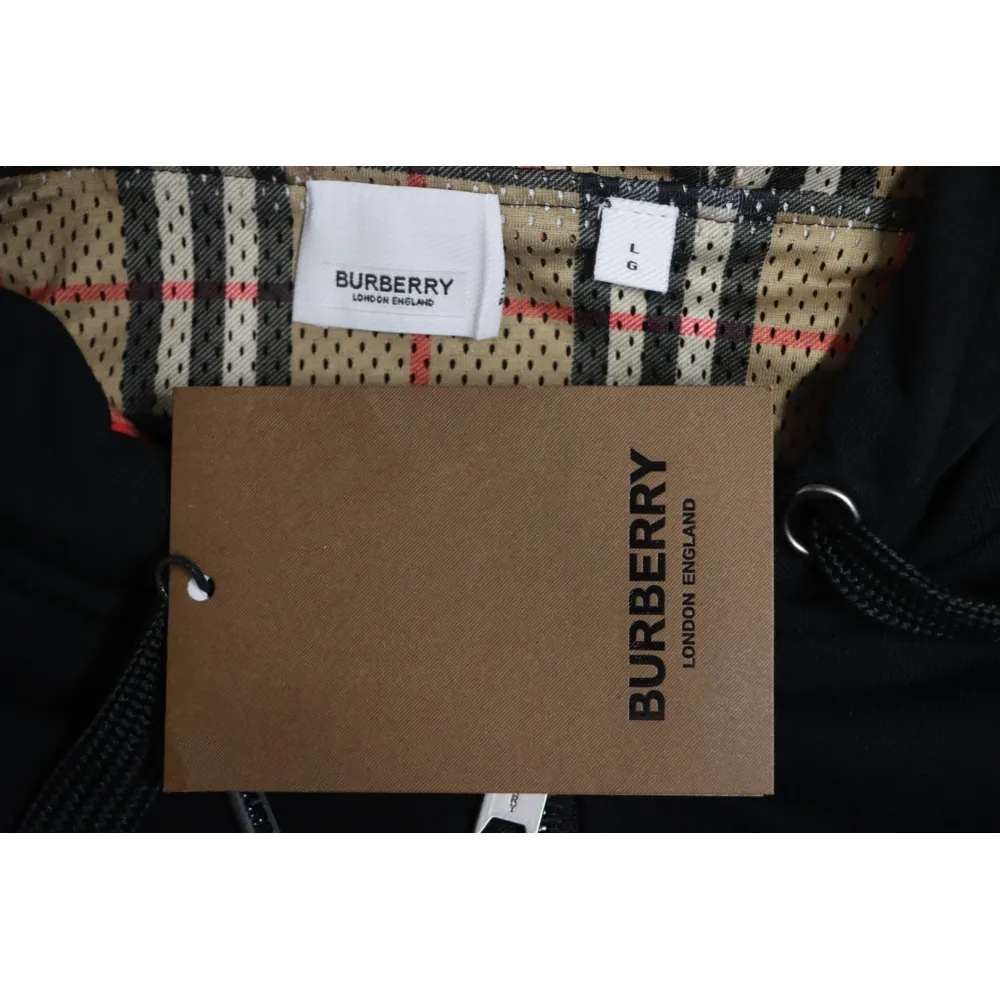 Top Quality Burberry 21Fw Check Hooded Jacket Black 