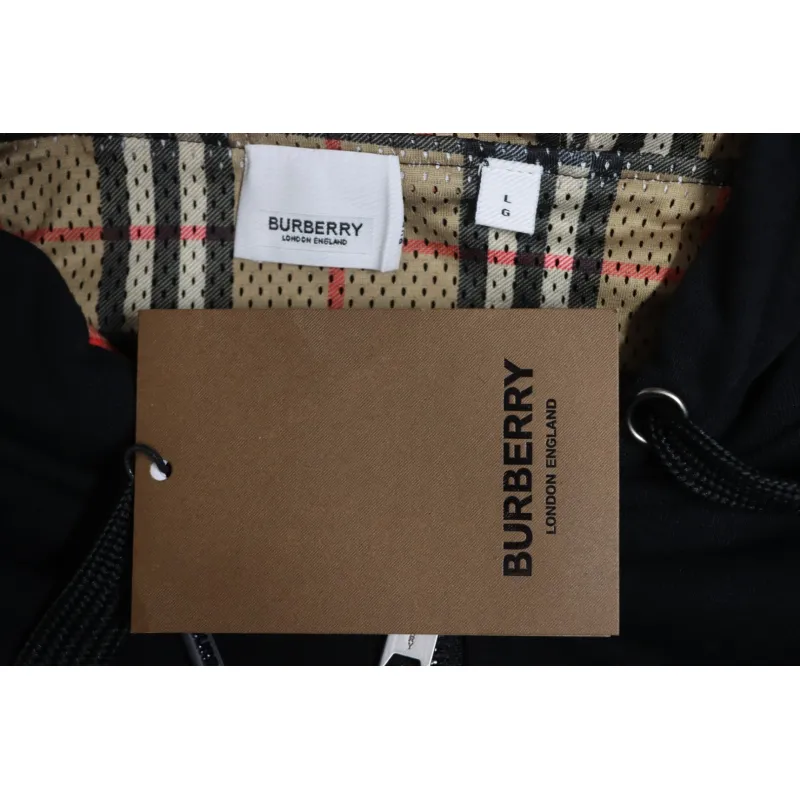 Top Quality Burberry 21Fw Check Hooded Jacket Black 