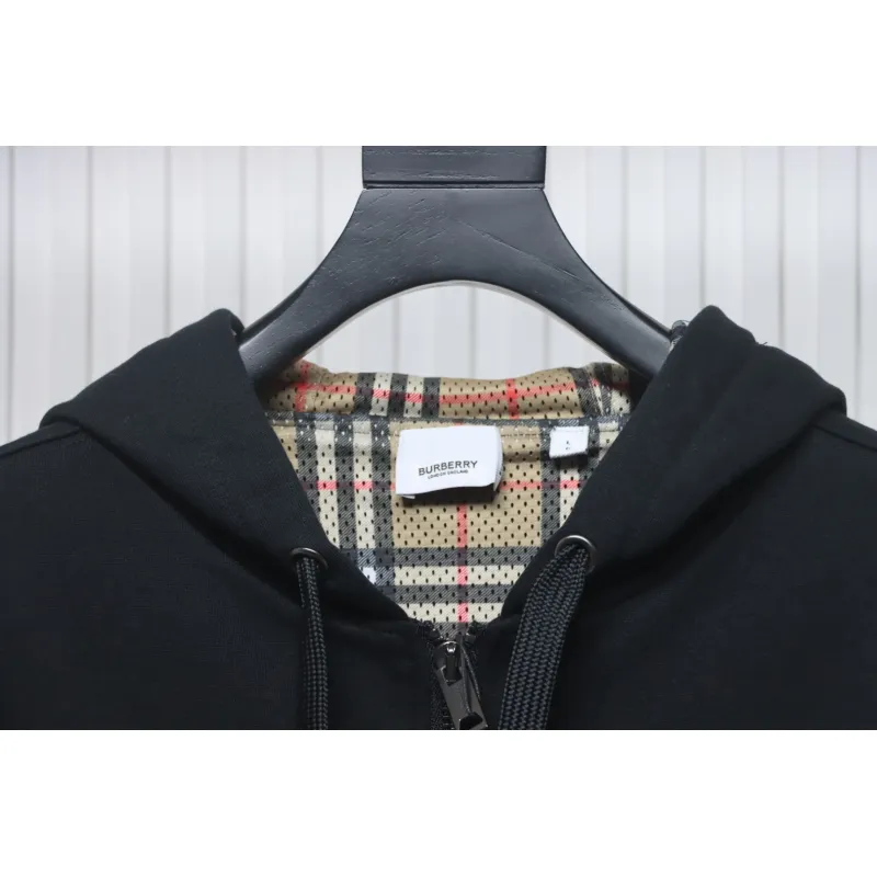 Top Quality Burberry 21Fw Check Hooded Jacket Black 