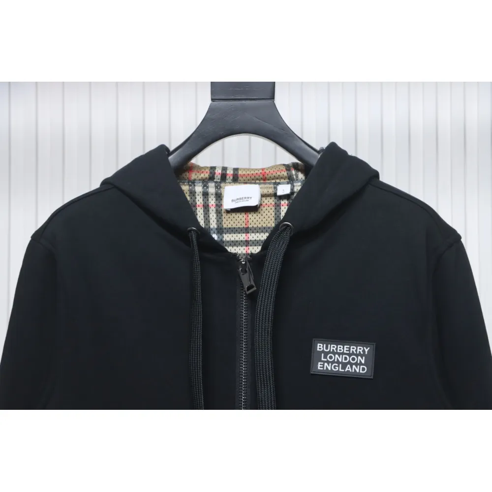 Top Quality Burberry 21Fw Check Hooded Jacket Black 