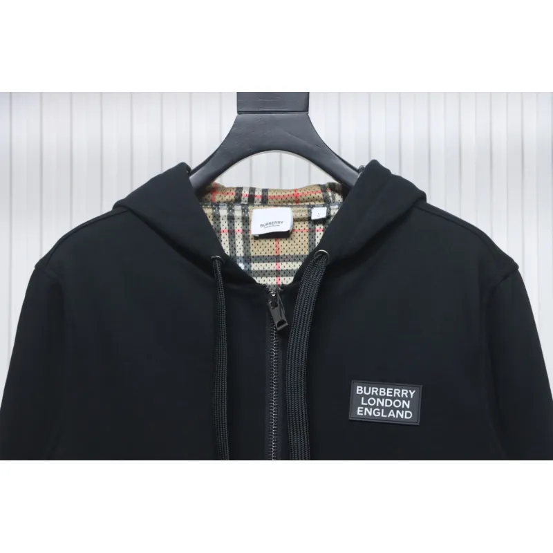 Top Quality Burberry 21Fw Check Hooded Jacket Black 