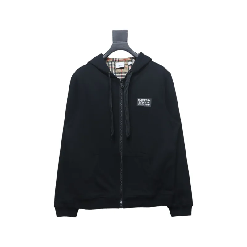 Top Quality Burberry 21Fw Check Hooded Jacket Black 