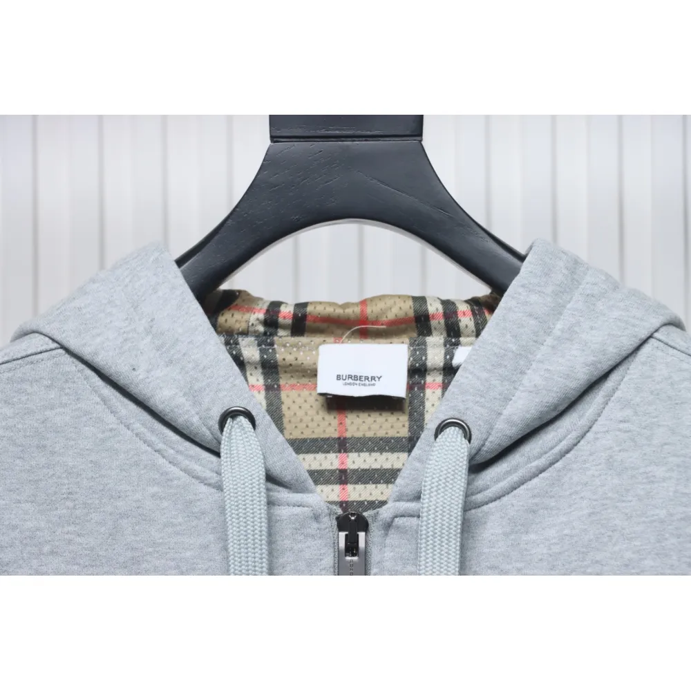 Top Quality Burberry 21Fw Check Hooded Jacket Grey 