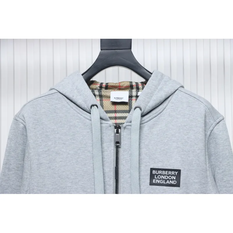 Top Quality Burberry 21Fw Check Hooded Jacket Grey 