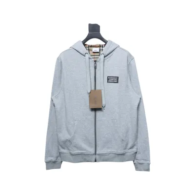 Top Quality Burberry 21Fw Check Hooded Jacket Grey  01