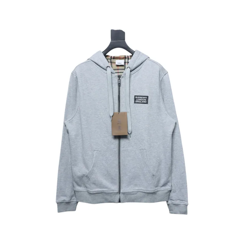 Top Quality Burberry 21Fw Check Hooded Jacket Grey 