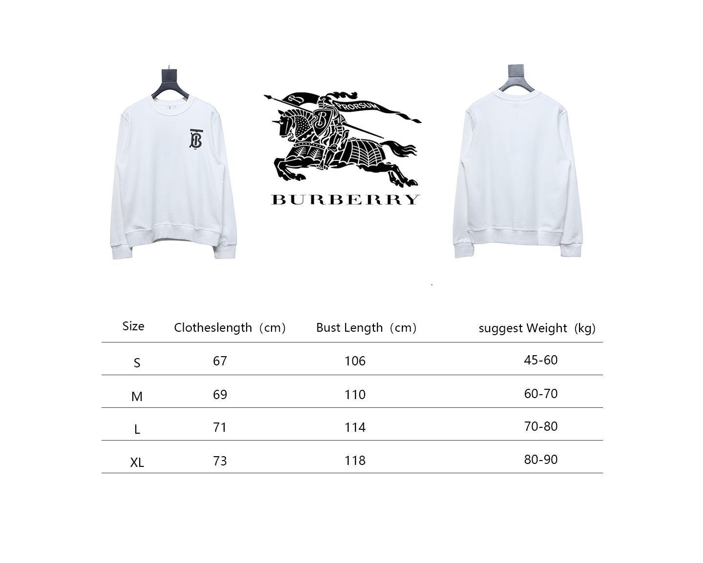     Burberry Classic Letter Crew Sweatshirt White 