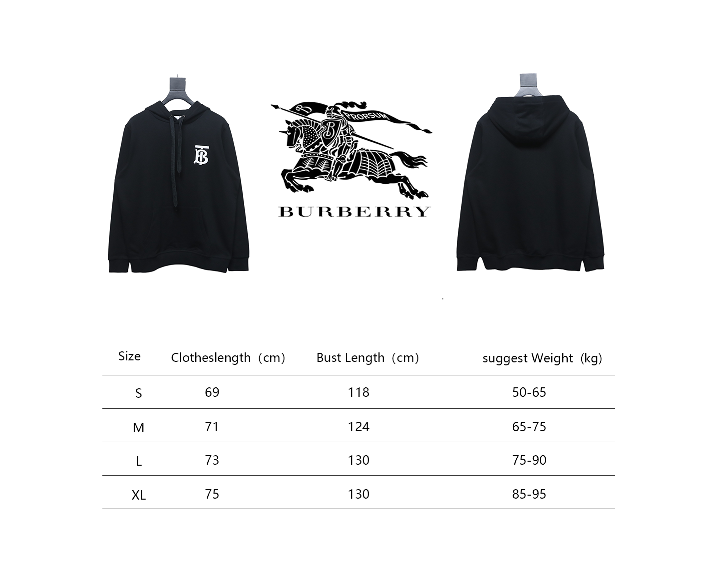     Burberry Classic Letter Embossed Hoodie Black 