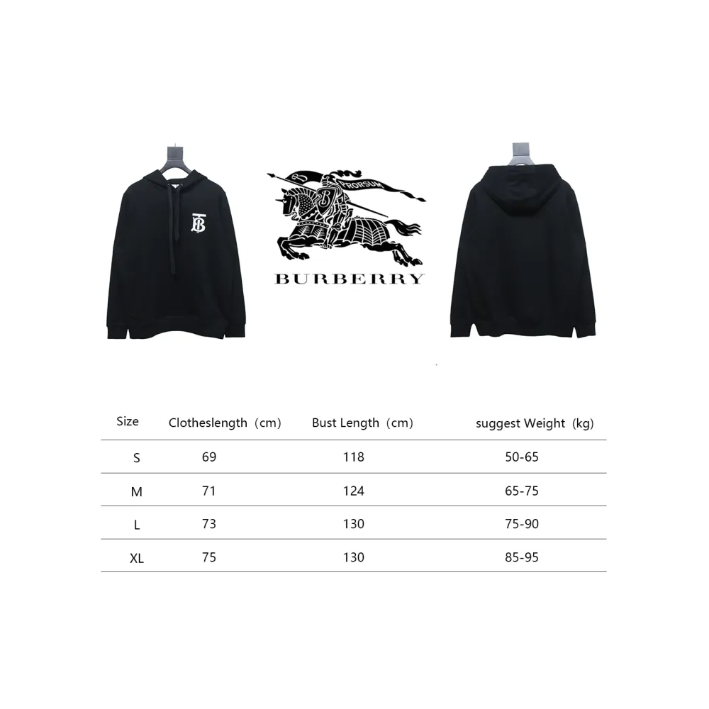Top Quality Burberry Classic Letter Embossed Hoodie Black 