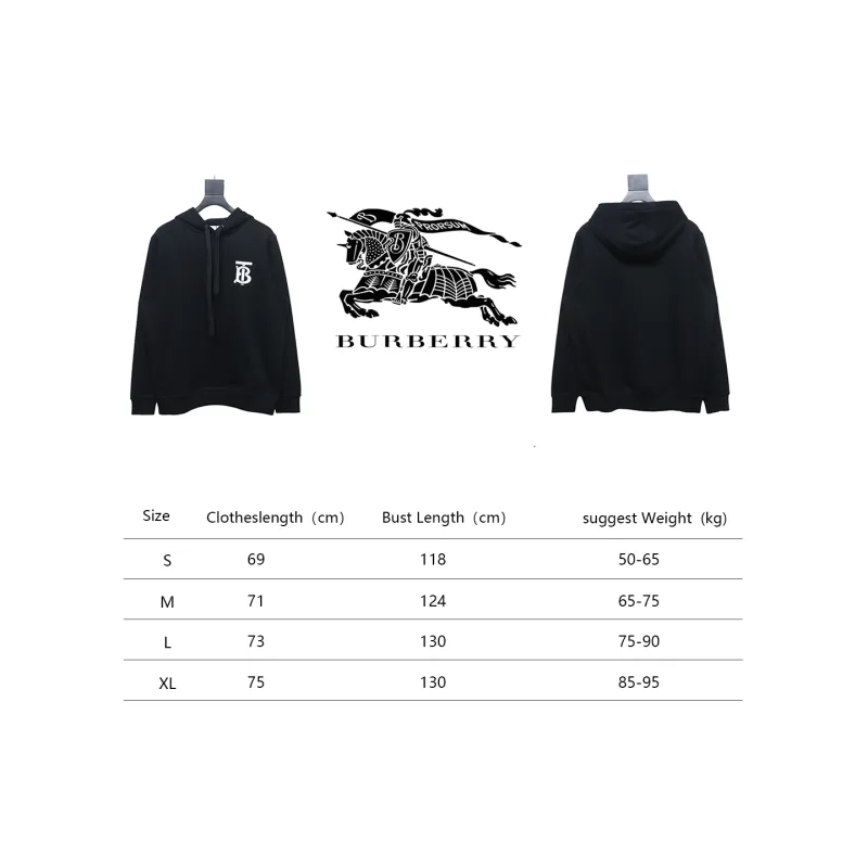 Top Quality Burberry Classic Letter Embossed Hoodie Black 