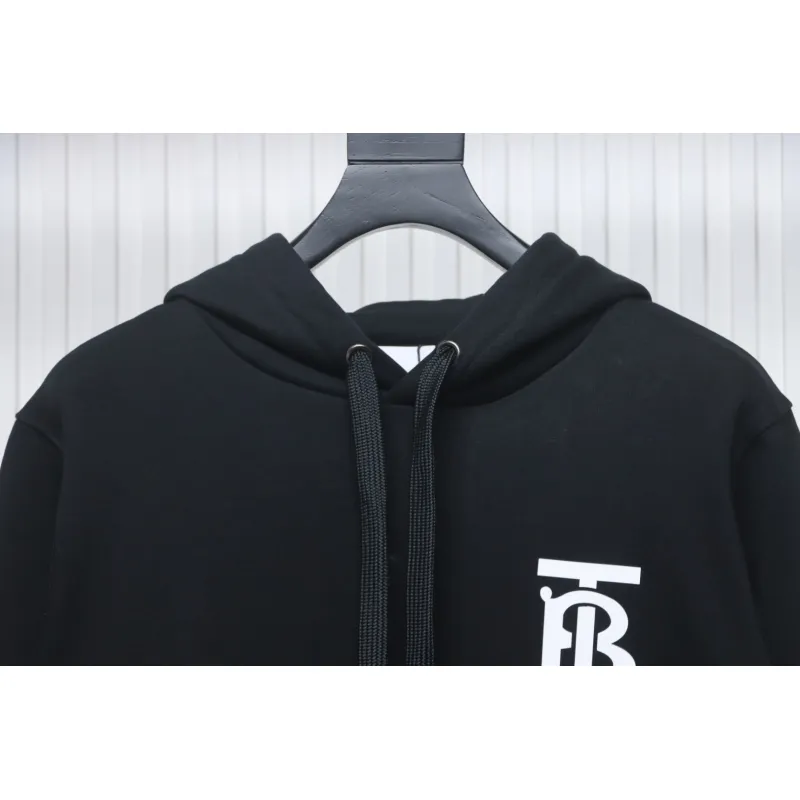 Top Quality Burberry Classic Letter Embossed Hoodie Black 