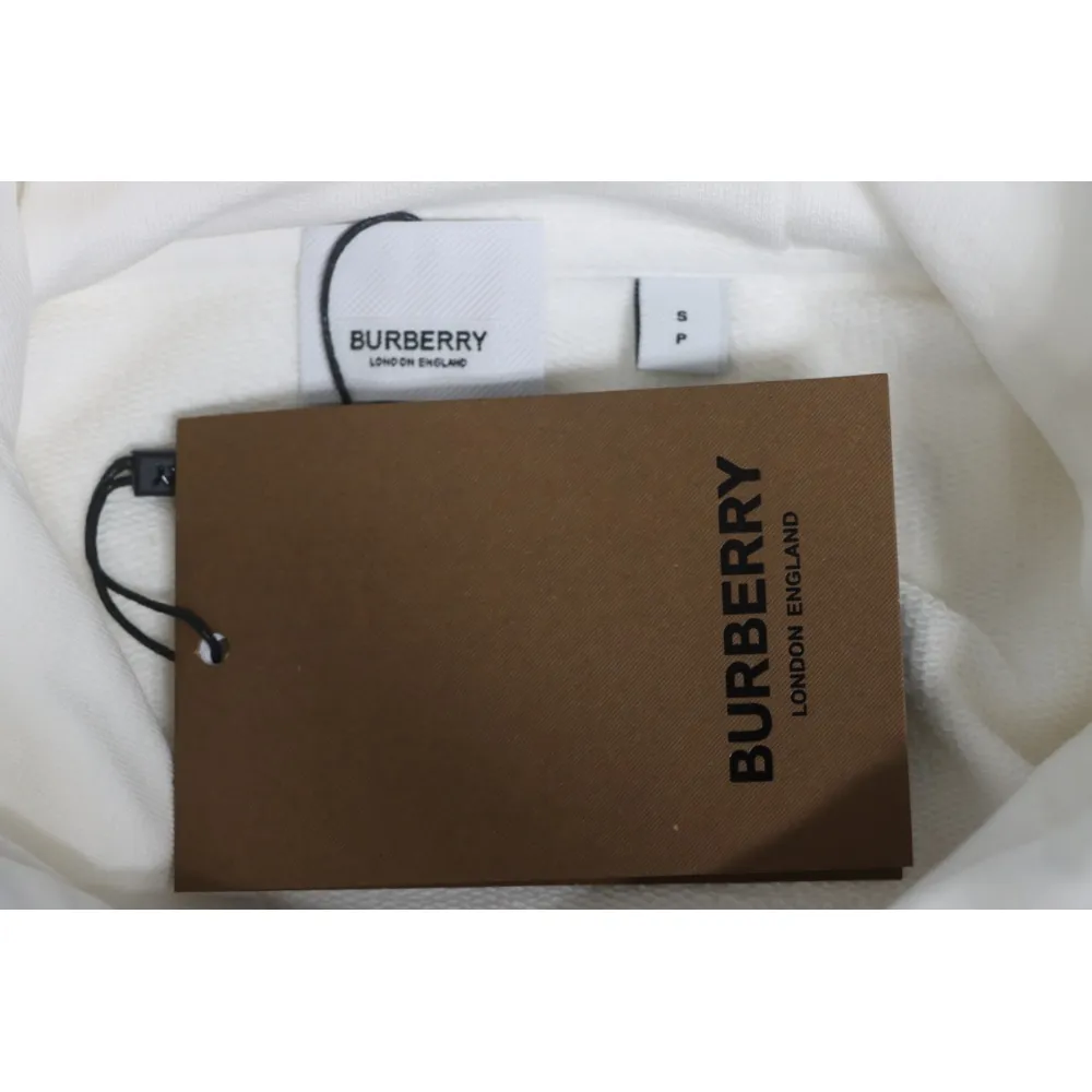 Top Quality Burberry Classic Letter Embossed Hoodie White 