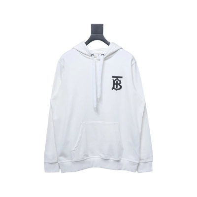 Top Quality     Burberry Classic Letter Embossed Hoodie White  01