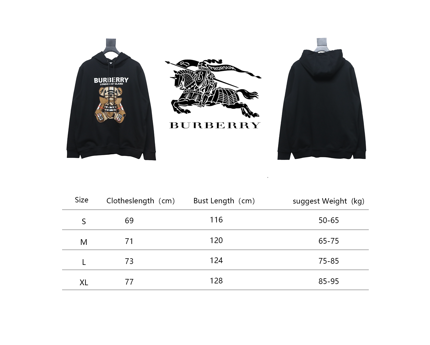     Burberry Embroidered Bear Hoodie Black 