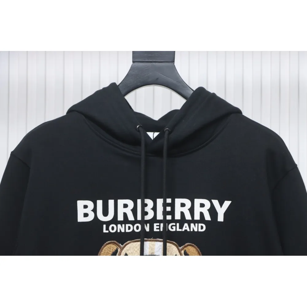 Top Quality Burberry Embroidered Bear Hoodie Black 