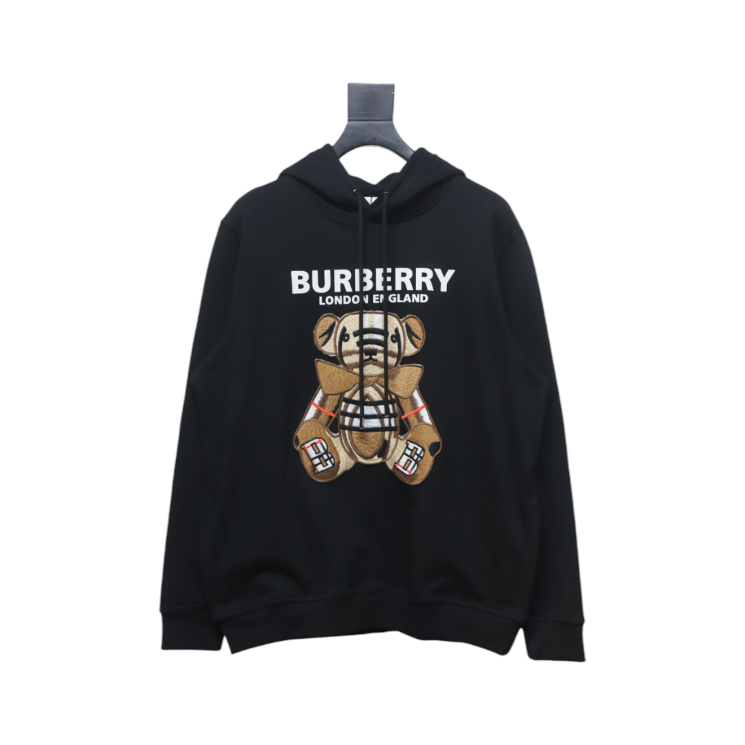     Burberry Embroidered Bear Hoodie Black 