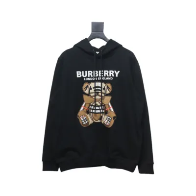 Top Quality Burberry Embroidered Bear Hoodie Black  01