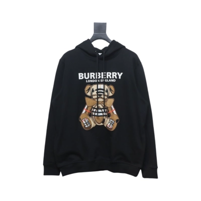 Top Quality     Burberry Embroidered Bear Hoodie Black  01