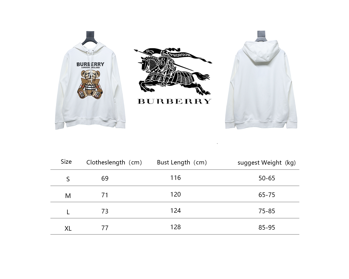     Burberry Embroidered Bear Hoodie White 