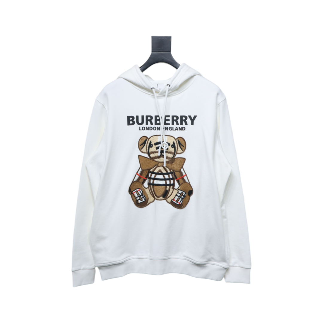     Burberry Embroidered Bear Hoodie White 
