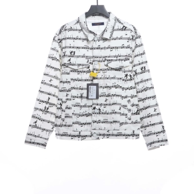    LV sheet music print denim jacket 01