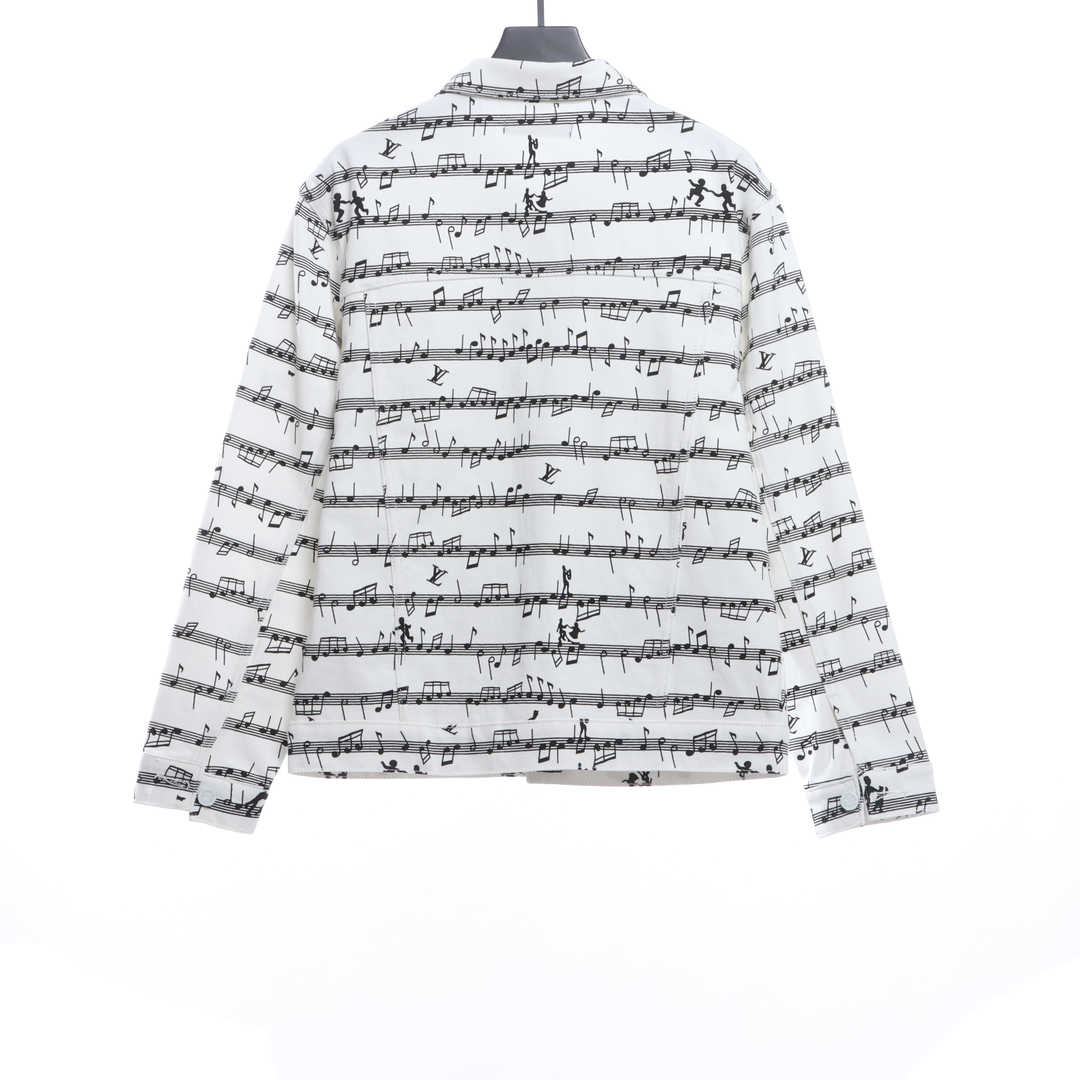     LV sheet music print denim jacket