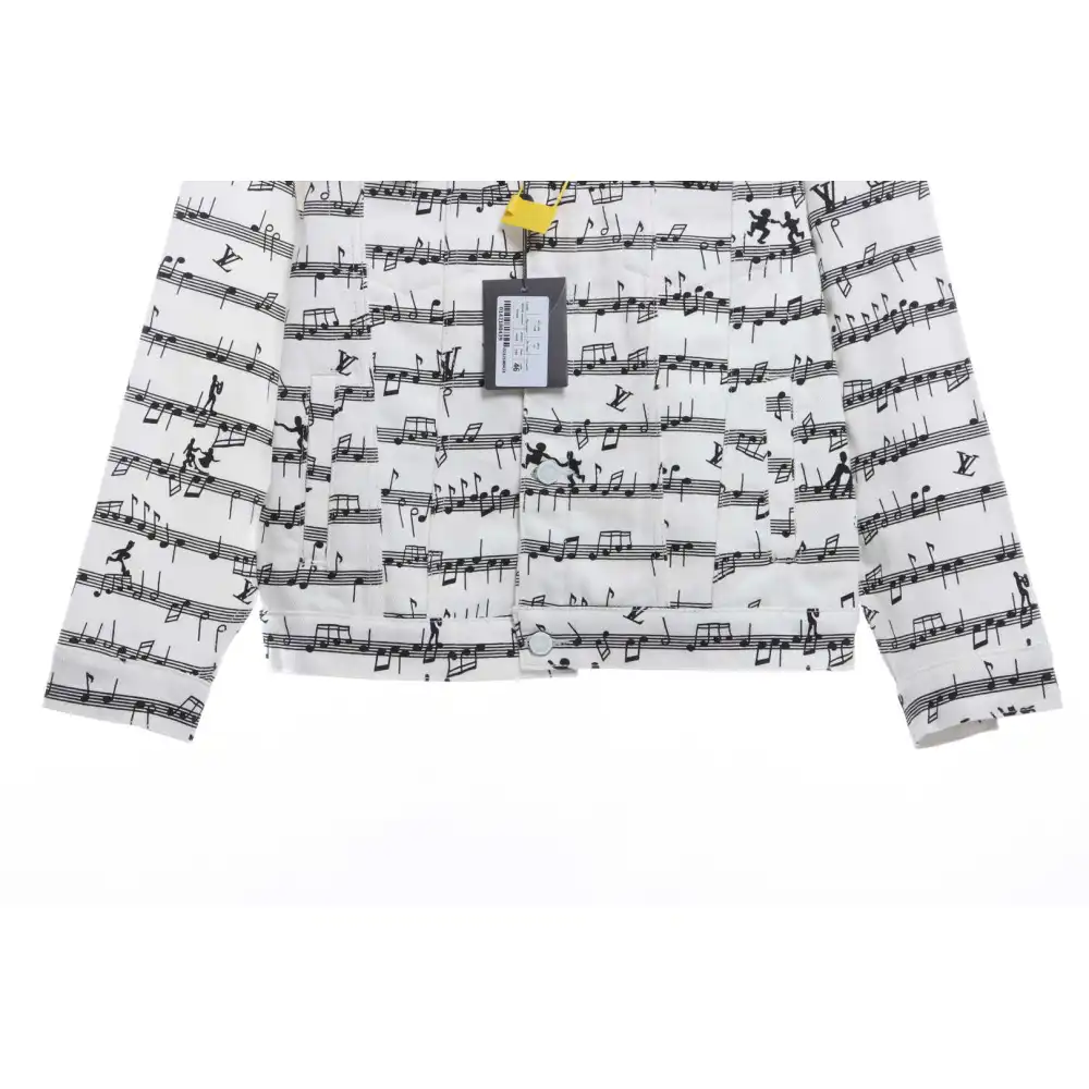Top Quality LV sheet music print denim jacket