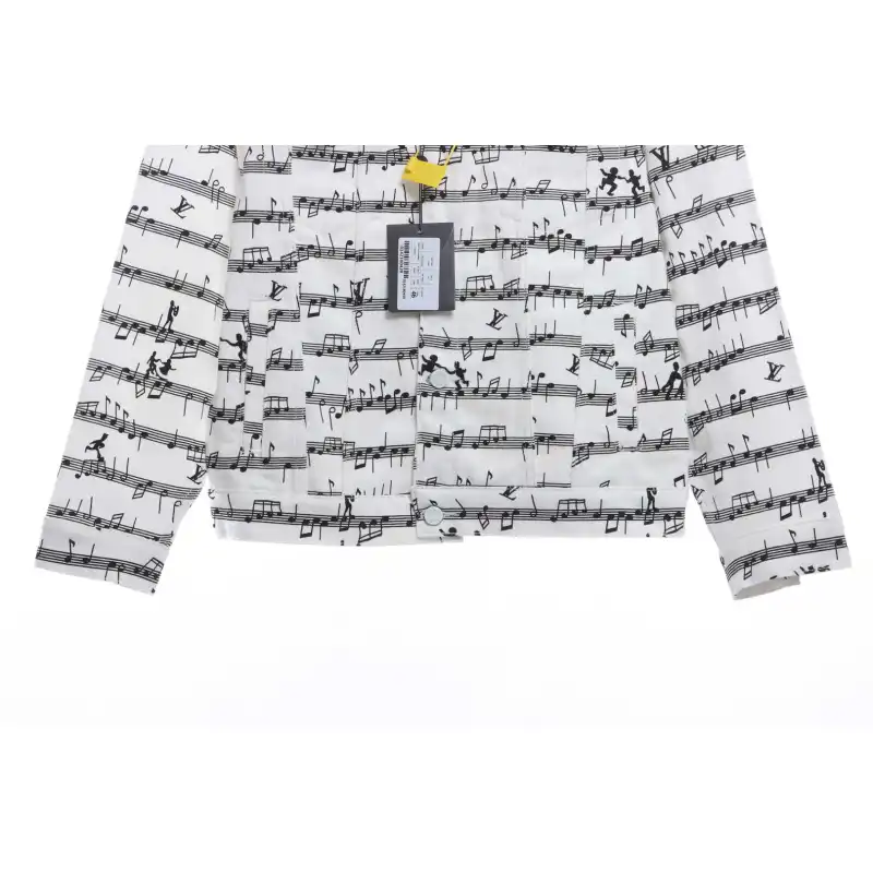 Top Quality LV sheet music print denim jacket