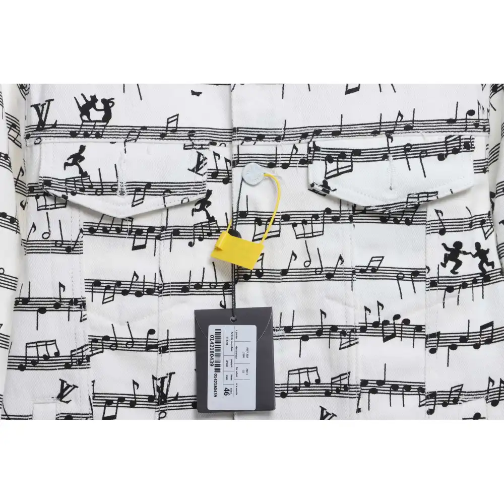 Top Quality LV sheet music print denim jacket