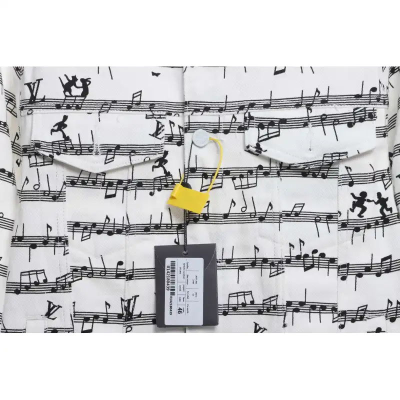 Top Quality LV sheet music print denim jacket