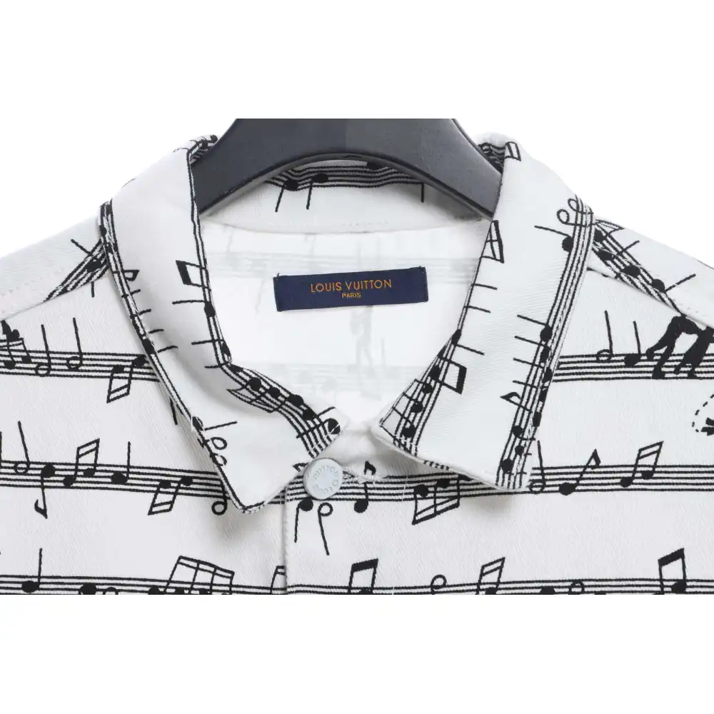 Top Quality LV sheet music print denim jacket