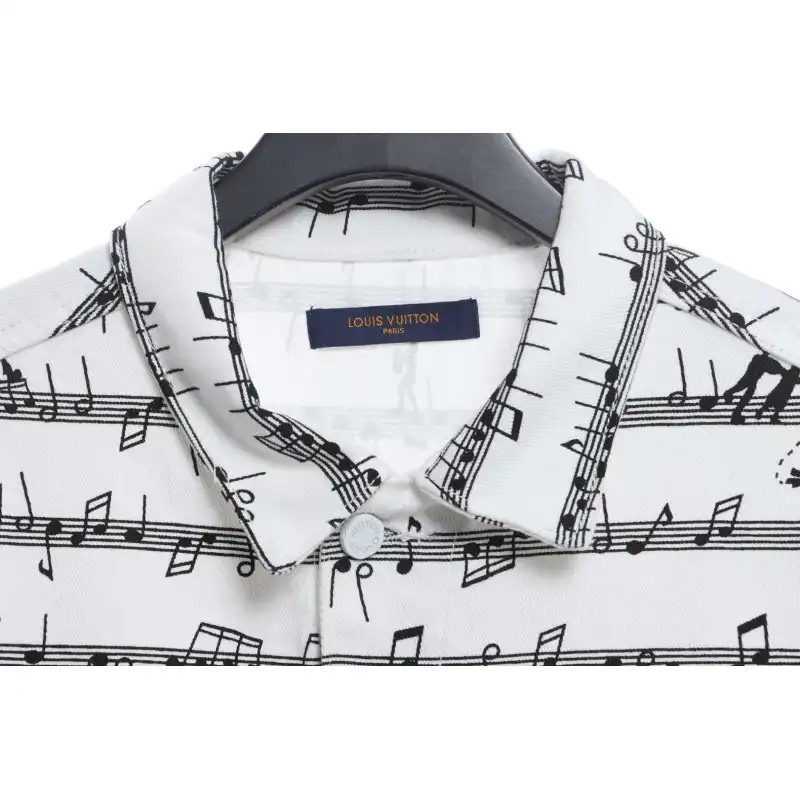Top Quality LV sheet music print denim jacket