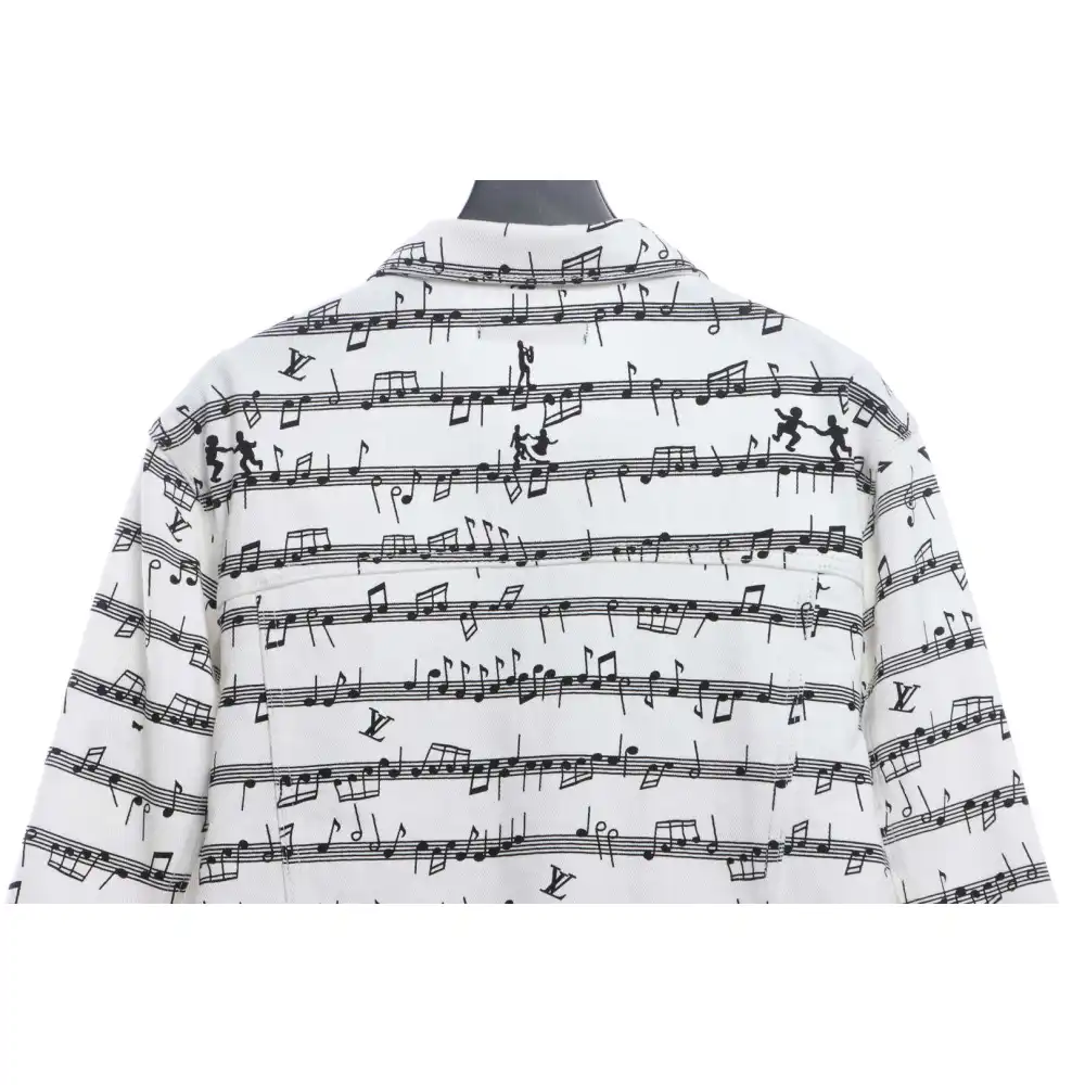 Top Quality LV sheet music print denim jacket